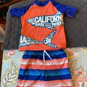 Children’s Place. Boys swim trunks with rash guard. Size medium 7/8.